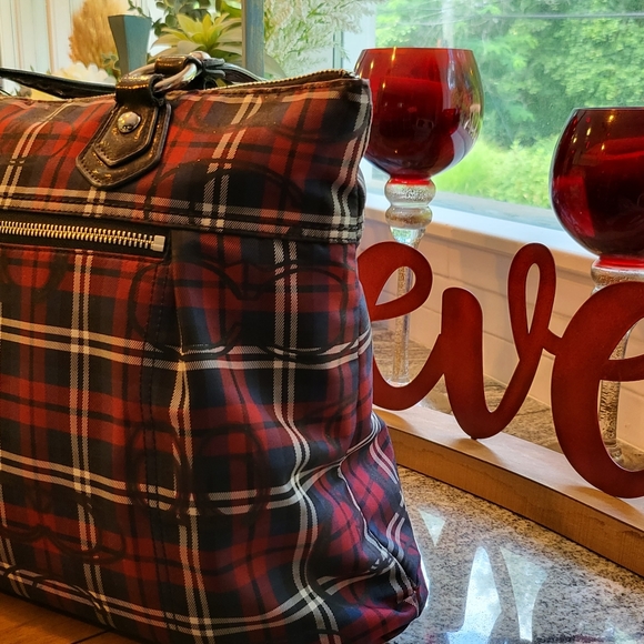 SOLD:  Coach Poppy Signature Collection Plaid Glam Tote Bag - GET IT NOW FOR $92 - Picture 4 of 17